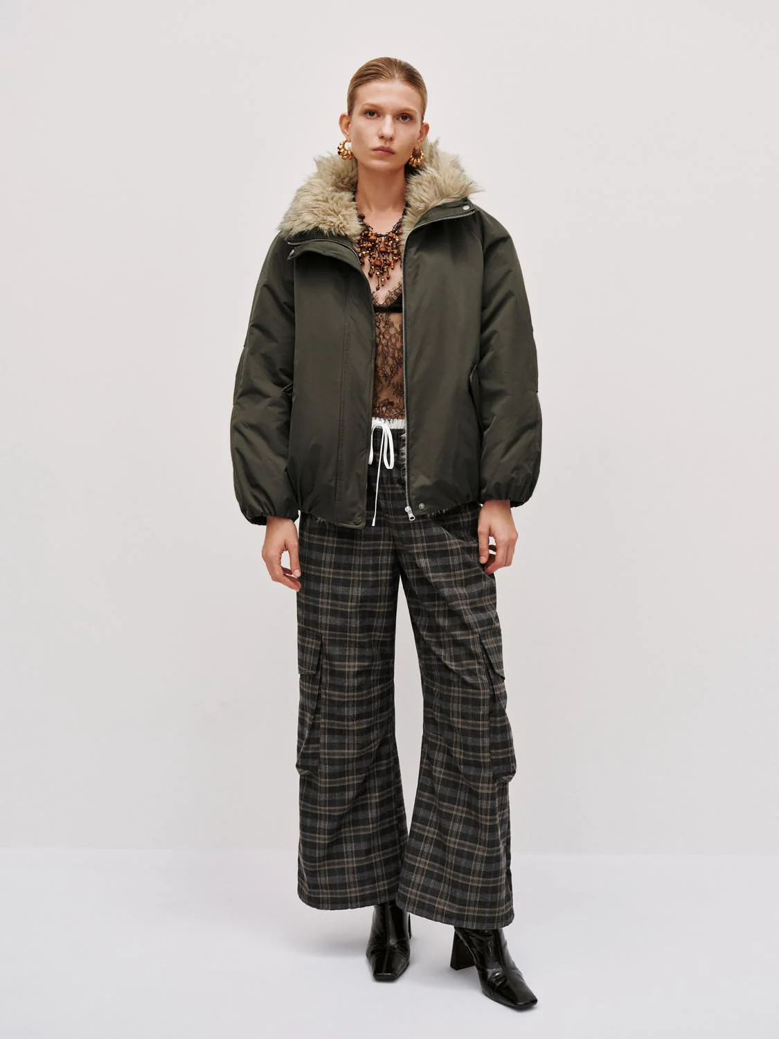 High Neck Bomber Down Jackets - Image 5