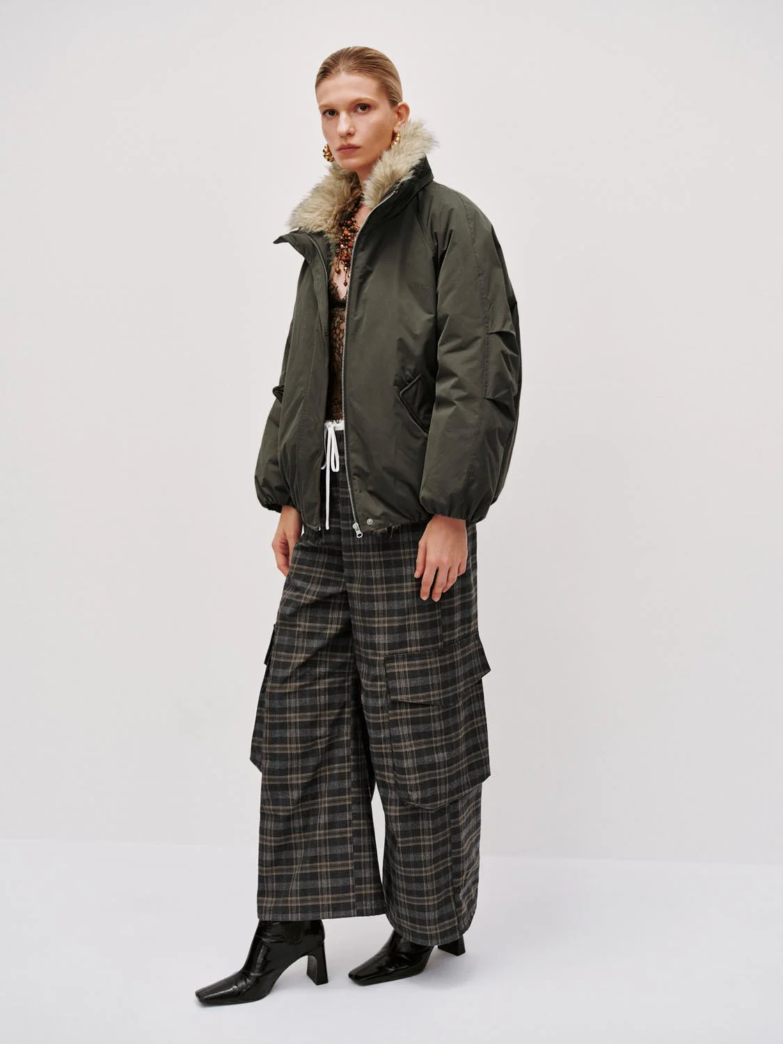 High Neck Bomber Down Jackets - Image 6