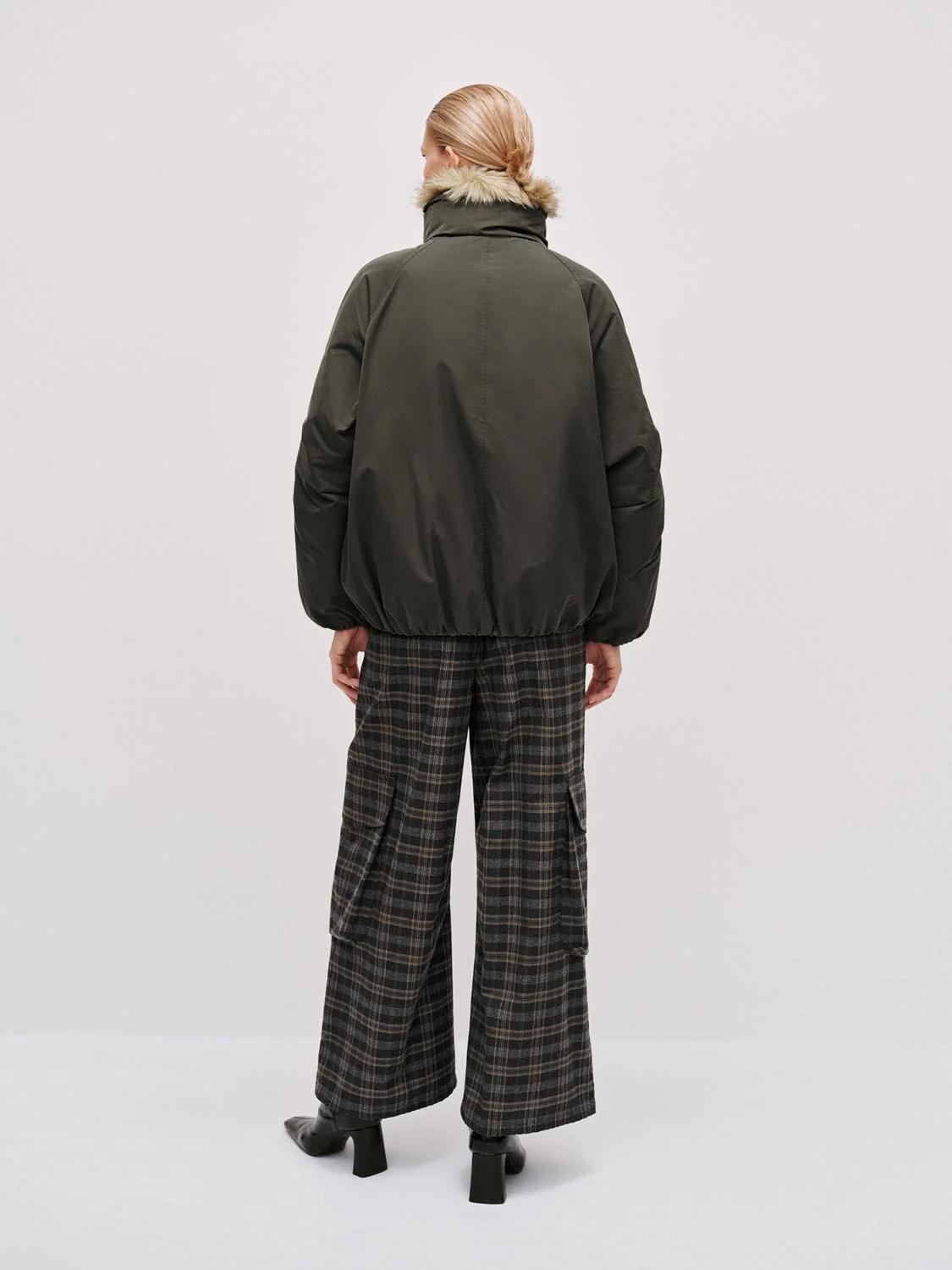 High Neck Bomber Down Jackets - Image 7