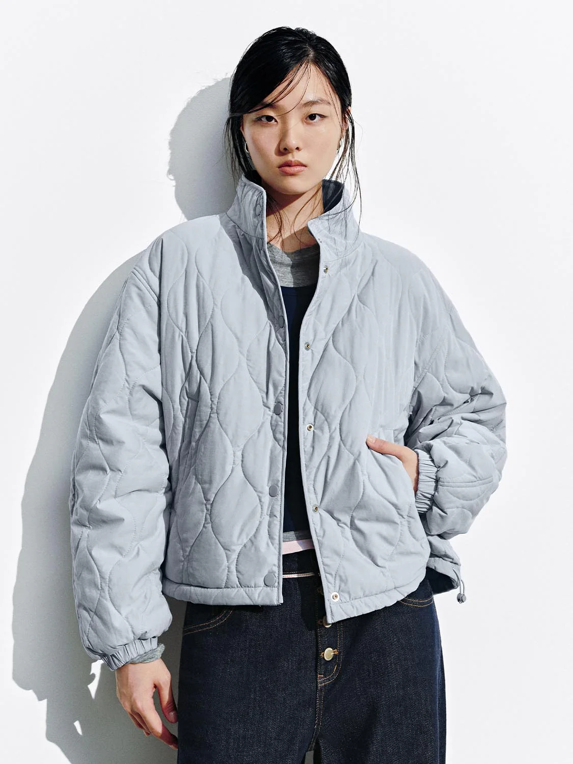 High Neck Button Up Padded Jackets - Image 9