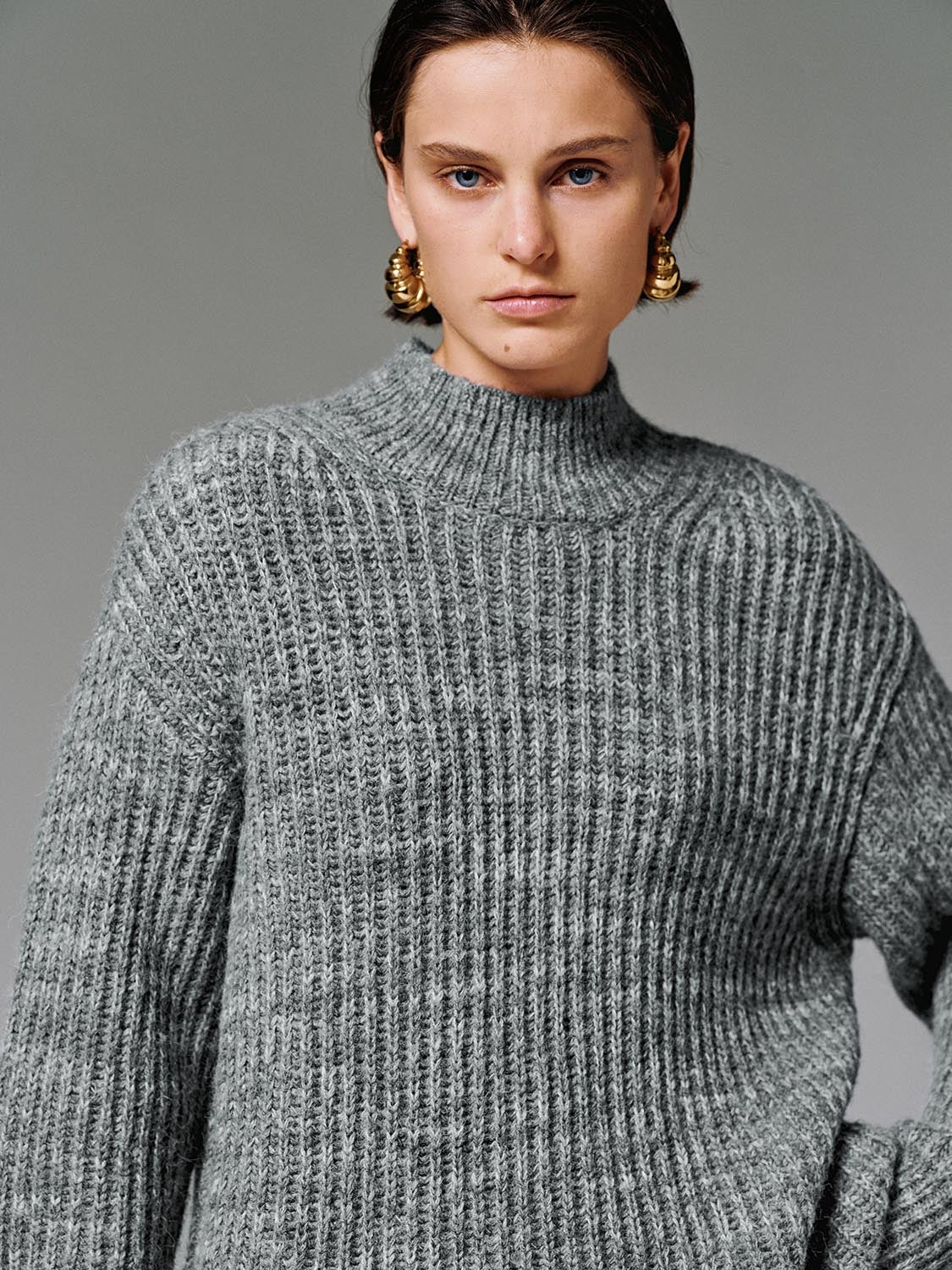High Neck Long Sleeve Knitted T-Shirts - Image 11