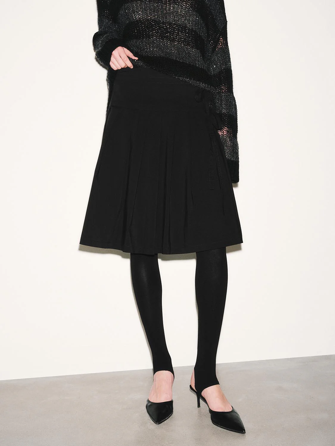 High-Waist Pleated A-Line Midi Skirts - Image 9