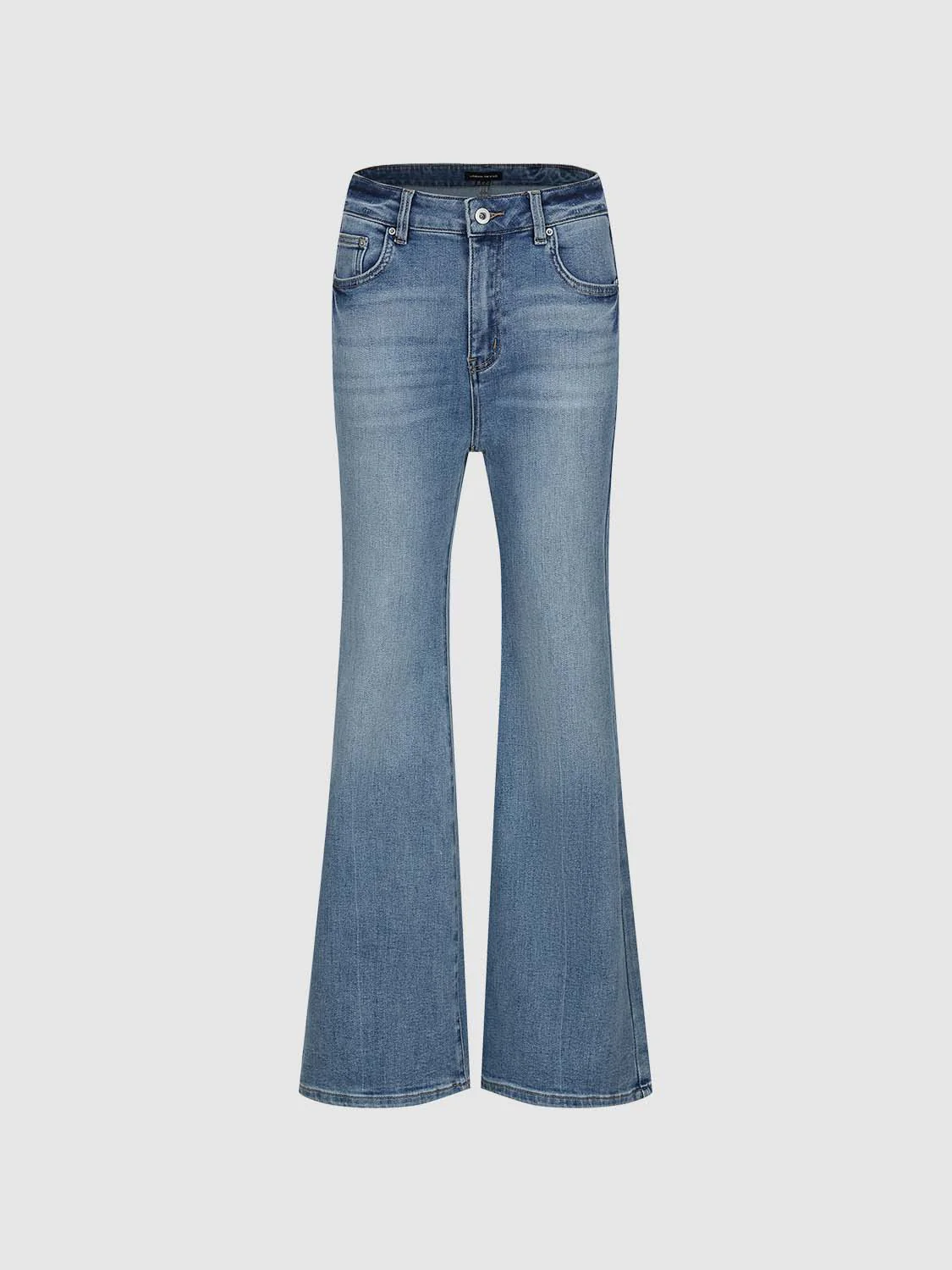 High-Waist Washed Flare Leg Jeans - Image 2
