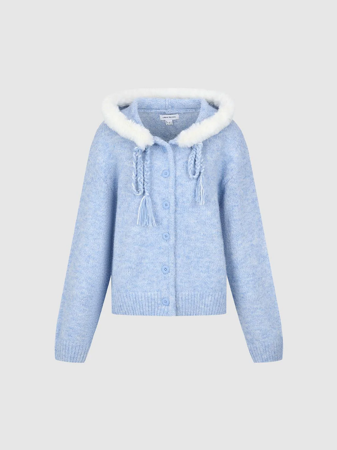 Hooded Fluffy Trim Knitted Cardigans - Image 15