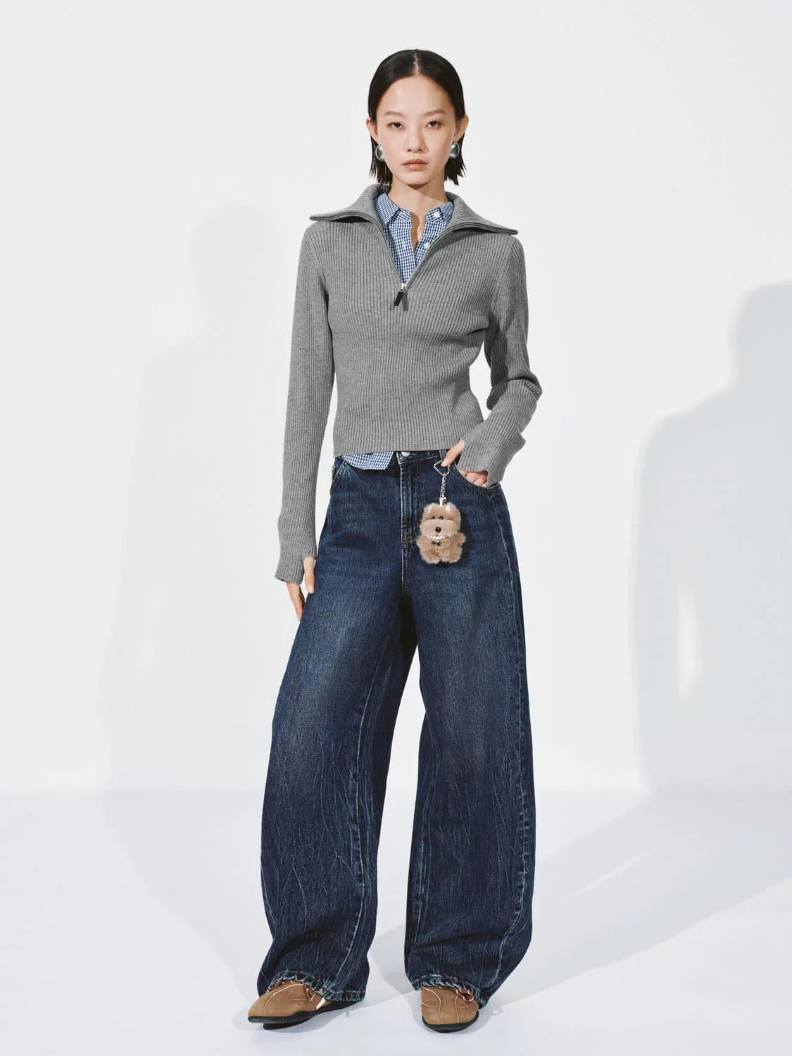 Hooded Half Zip Long Sleeve Knitted T-Shirts - Image 4