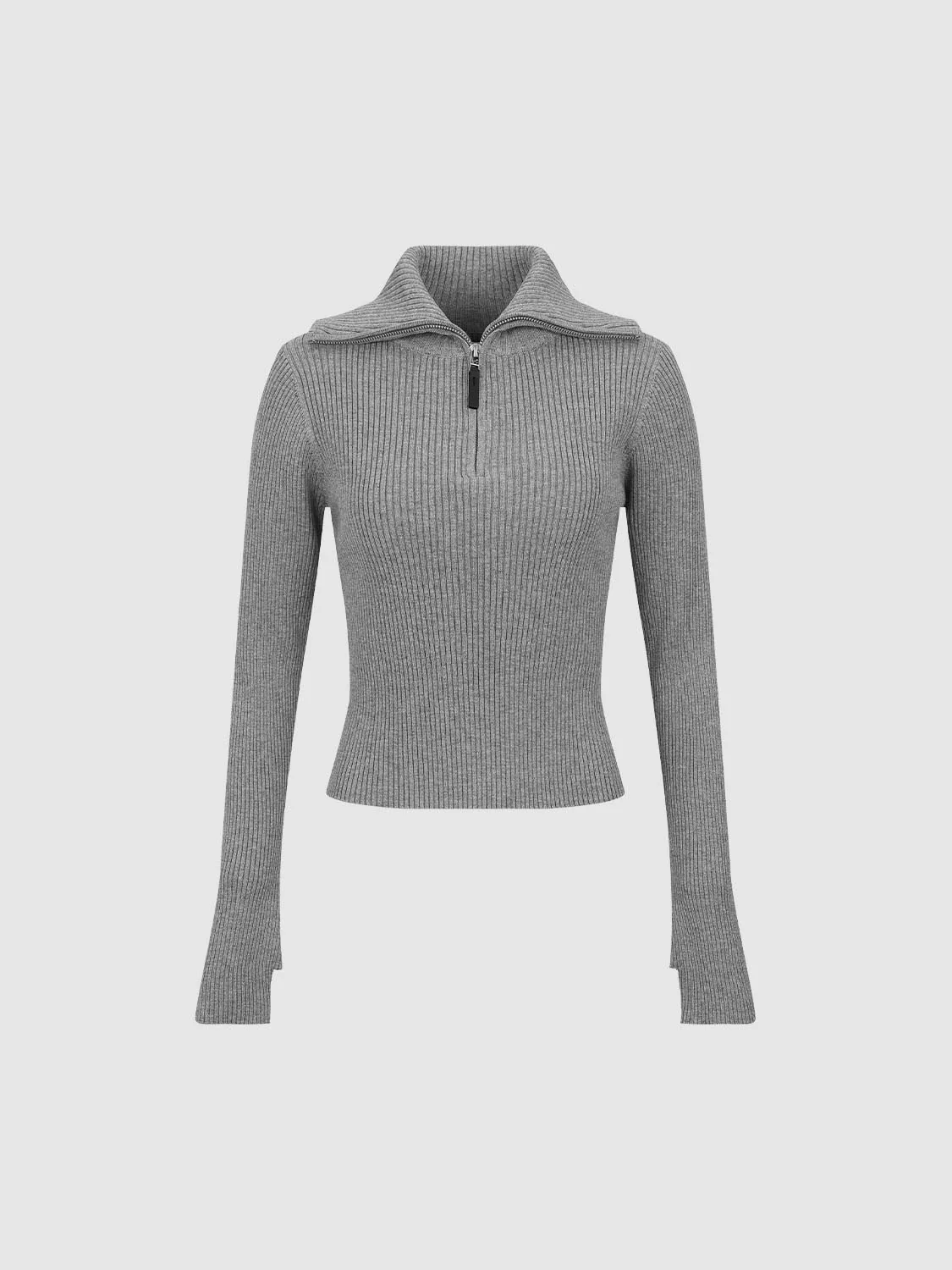 Hooded Half Zip Long Sleeve Knitted T-Shirts - Image 7