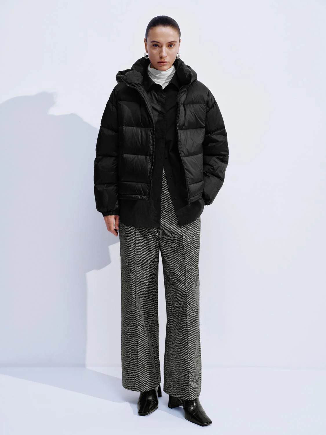 Hooded High Neck Down Jackets - Image 12
