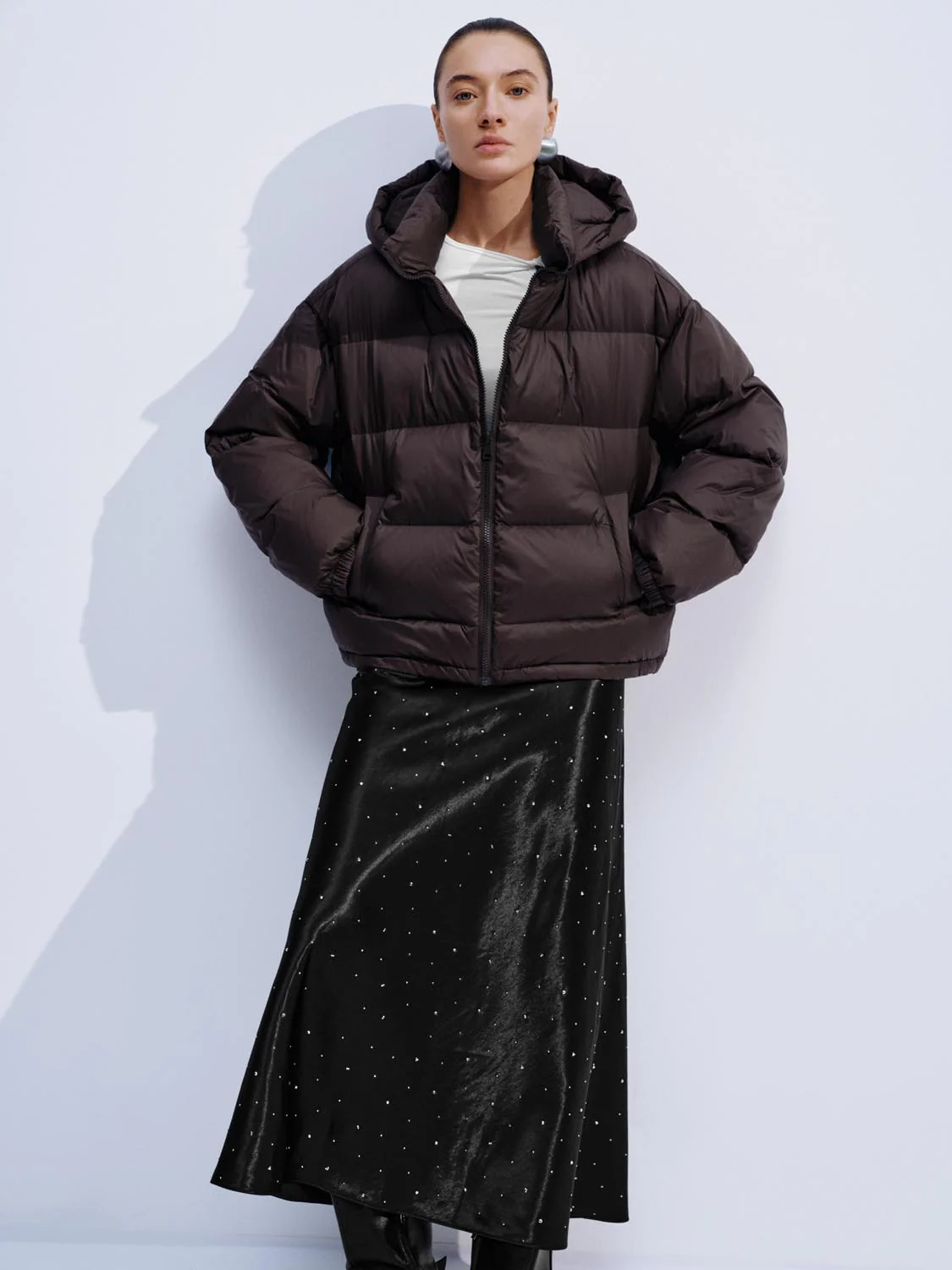 Hooded High Neck Down Jackets - Image 4