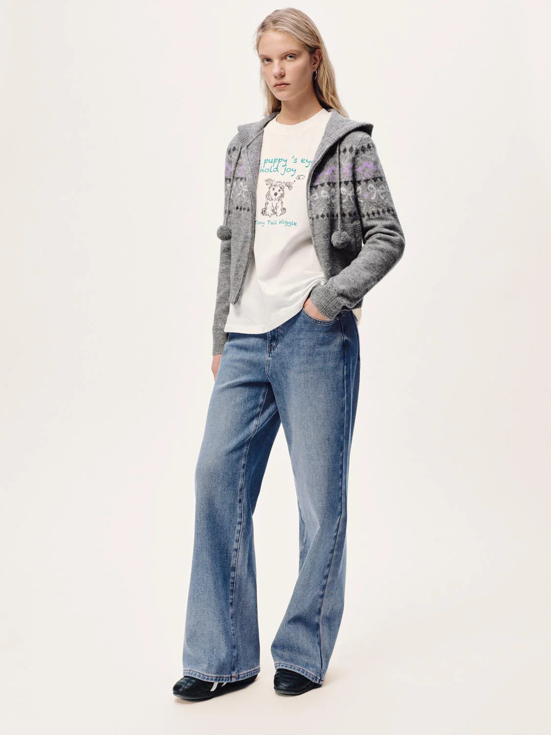 Hooded Intarsia Zip Up Knitted Cardigans - Image 20