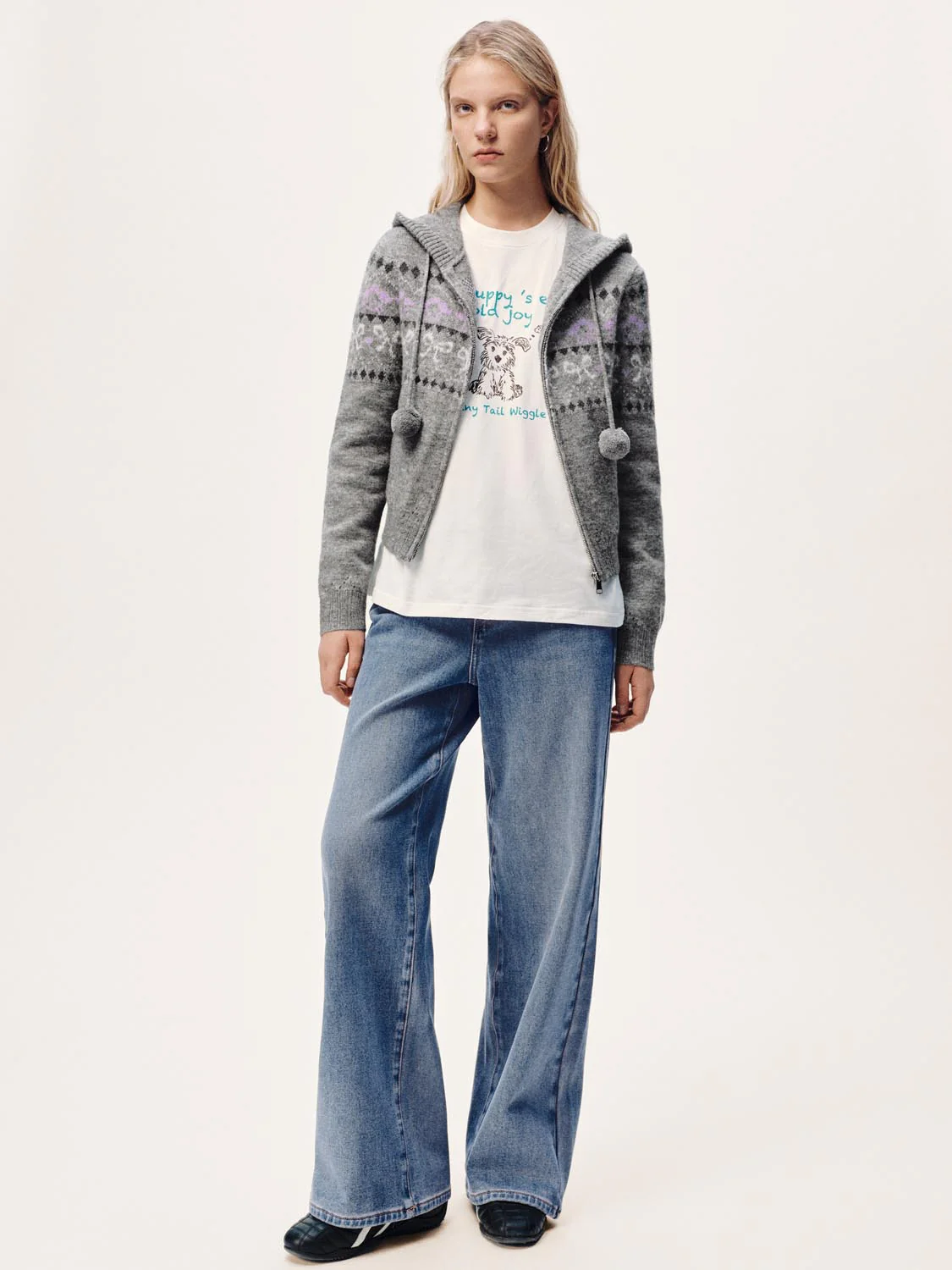 Hooded Intarsia Zip Up Knitted Cardigans - Image 21