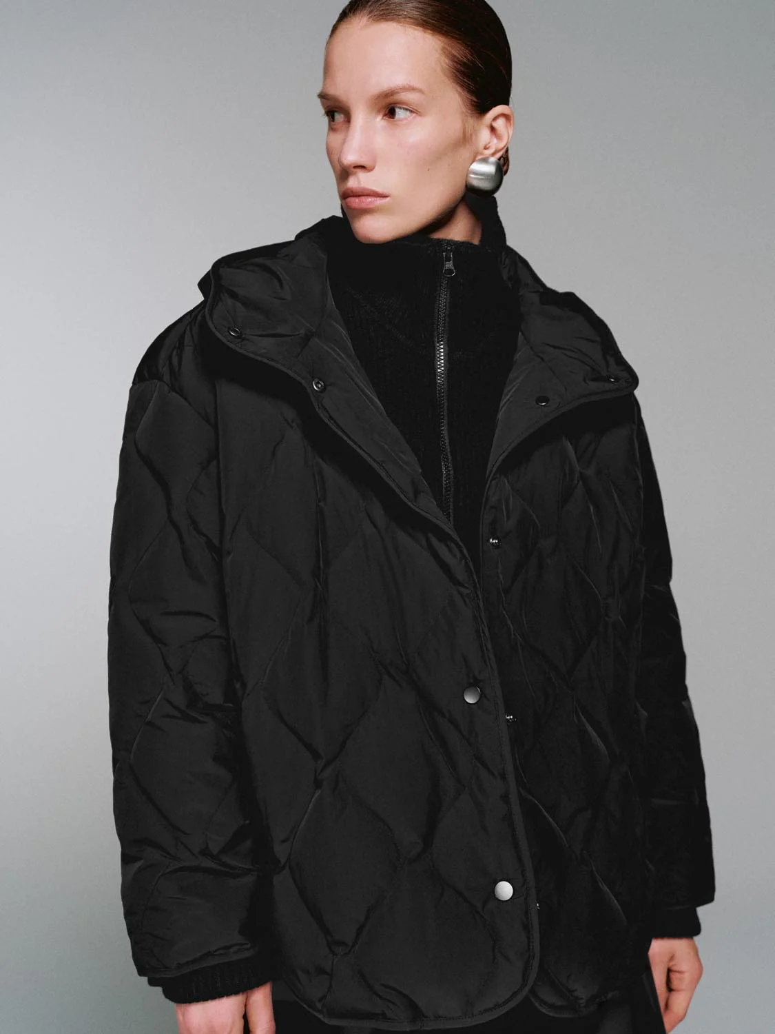 Hooded Quilted Down Jackets - Image 13