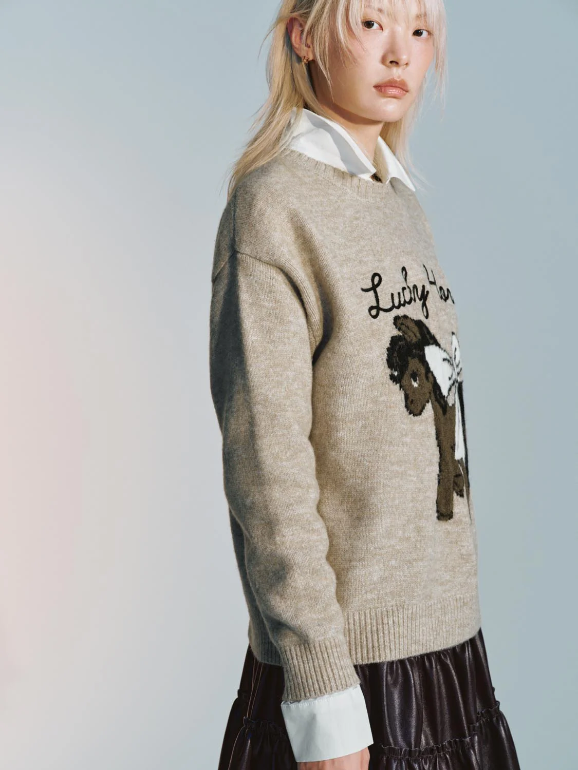 Intarsia Long Sleeve Knitted T-Shirts - Image 2