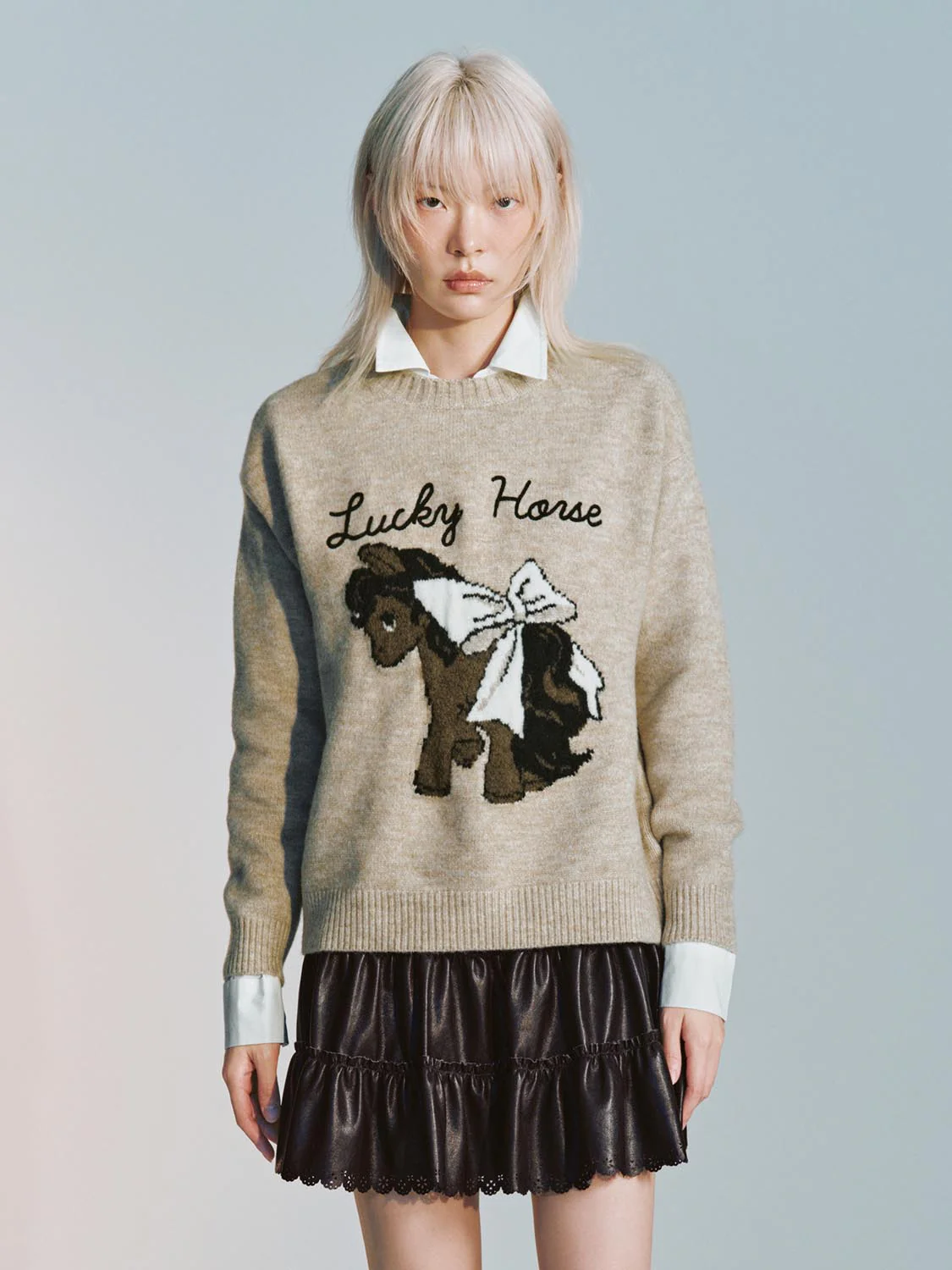 Intarsia Long Sleeve Knitted T-Shirts - Image 9