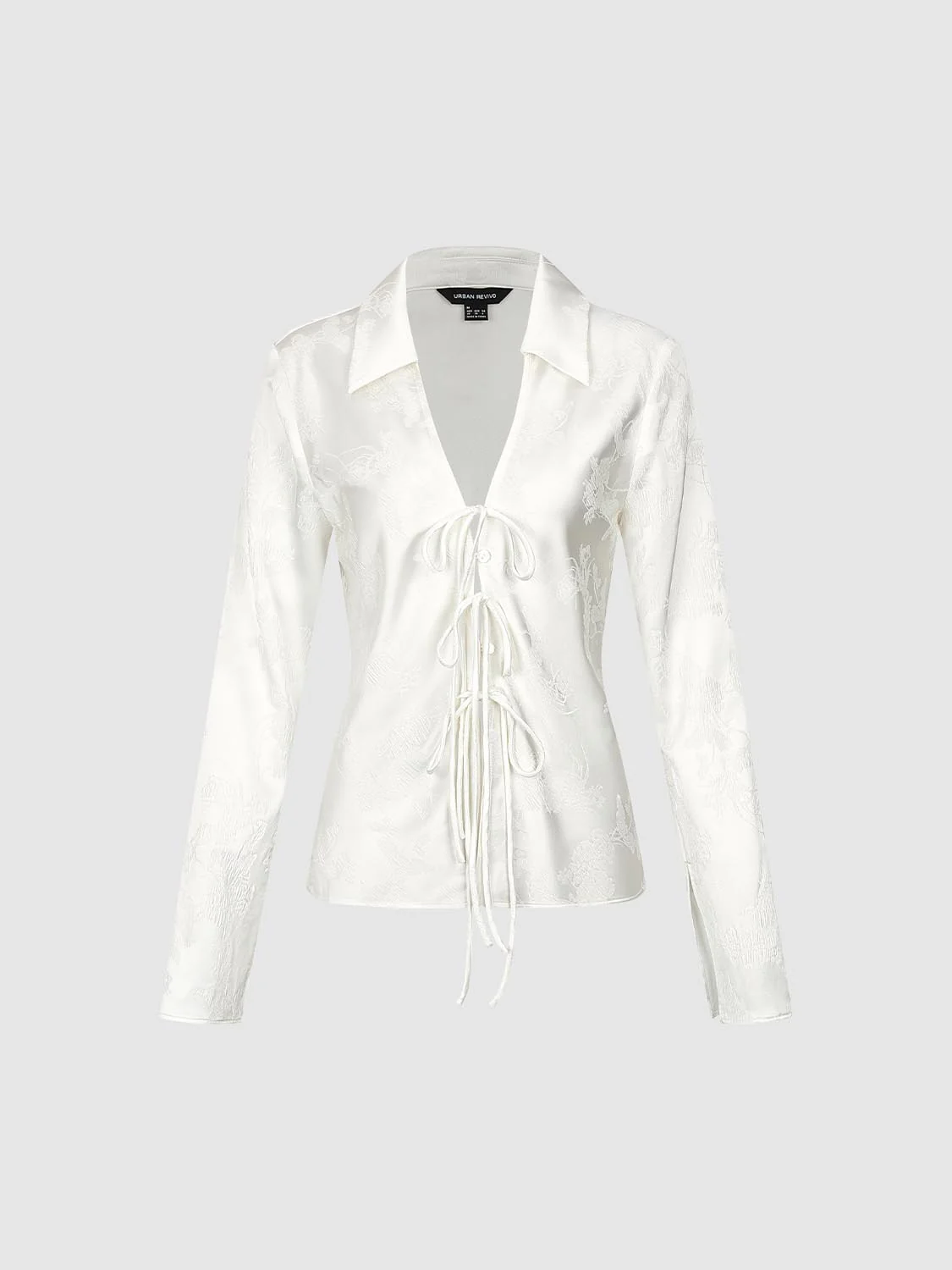 Intarsia V-Neck Laced-Up Shirts - Image 7
