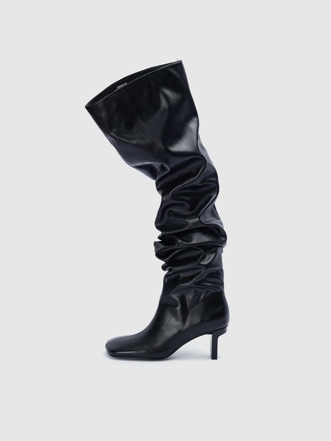 Kitten Heeled Crinkle Knee High Boots - Image 3