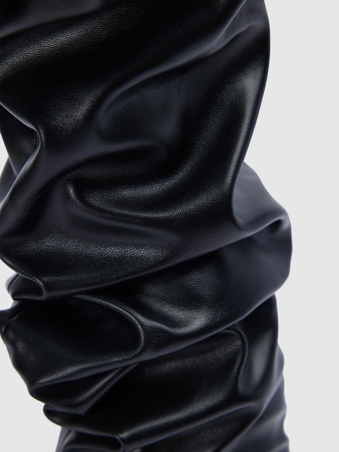 Kitten Heeled Crinkle Knee High Boots - Image 5