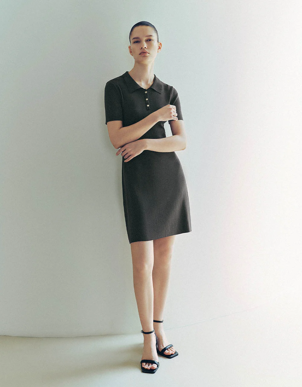 Knitted Skinny Polo Dress - Image 10