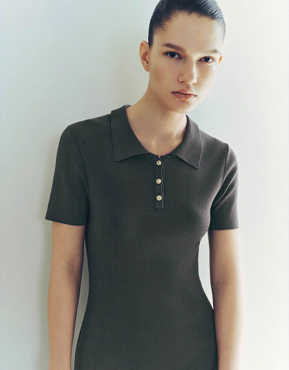 Knitted Skinny Polo Dress - Image 15