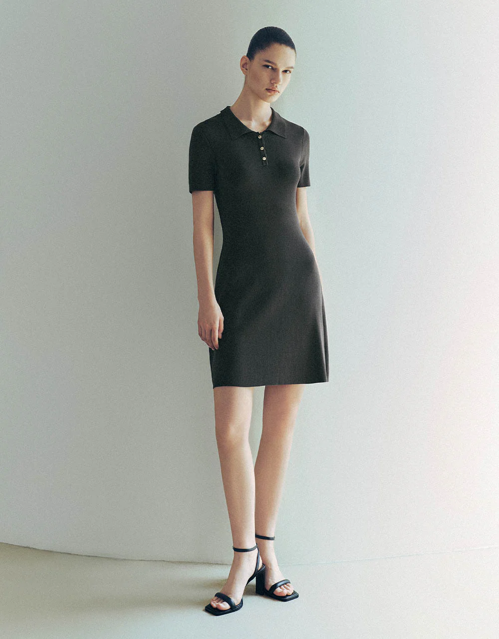 Knitted Skinny Polo Dress - Image 16