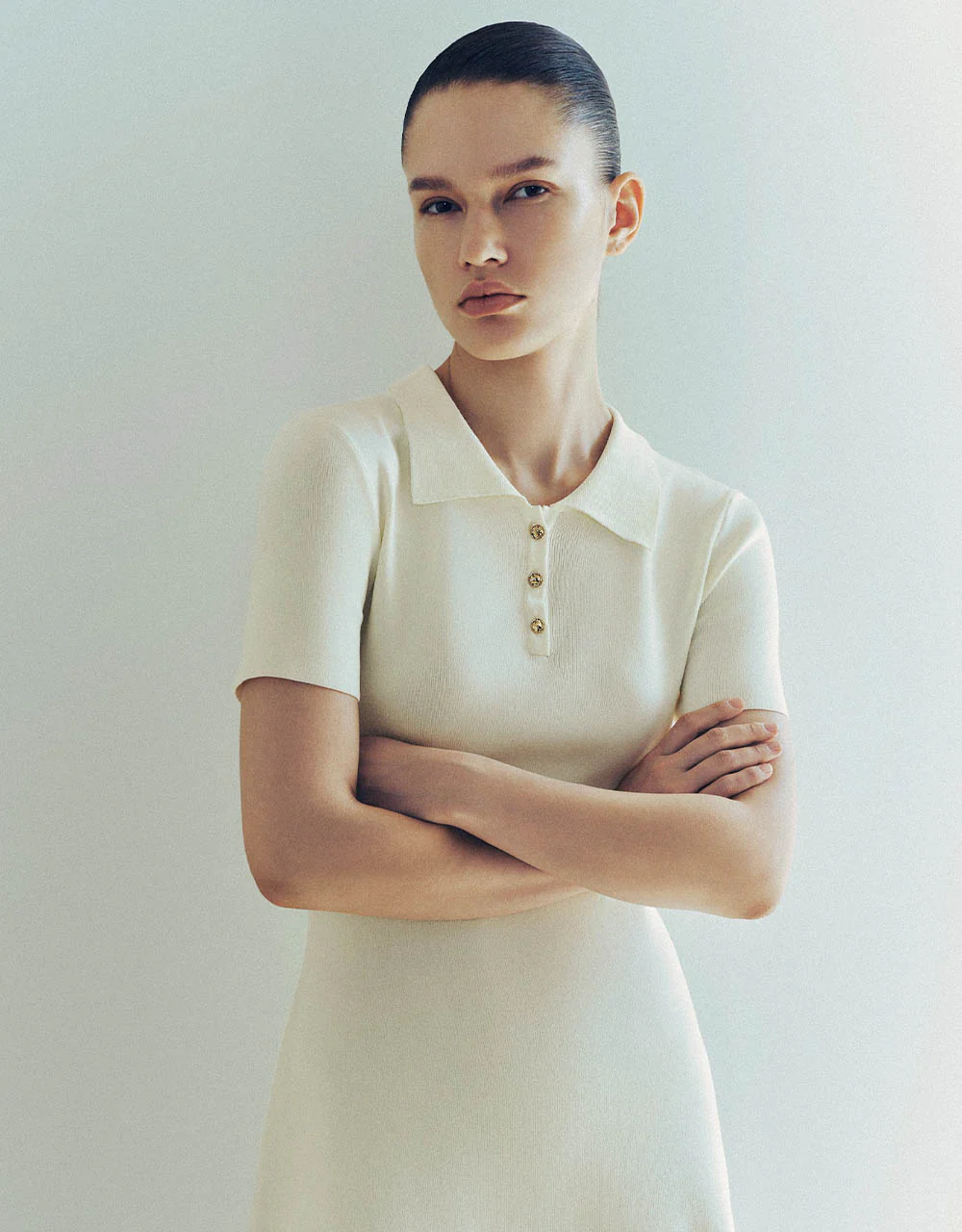 Knitted Skinny Polo Dress - Image 19