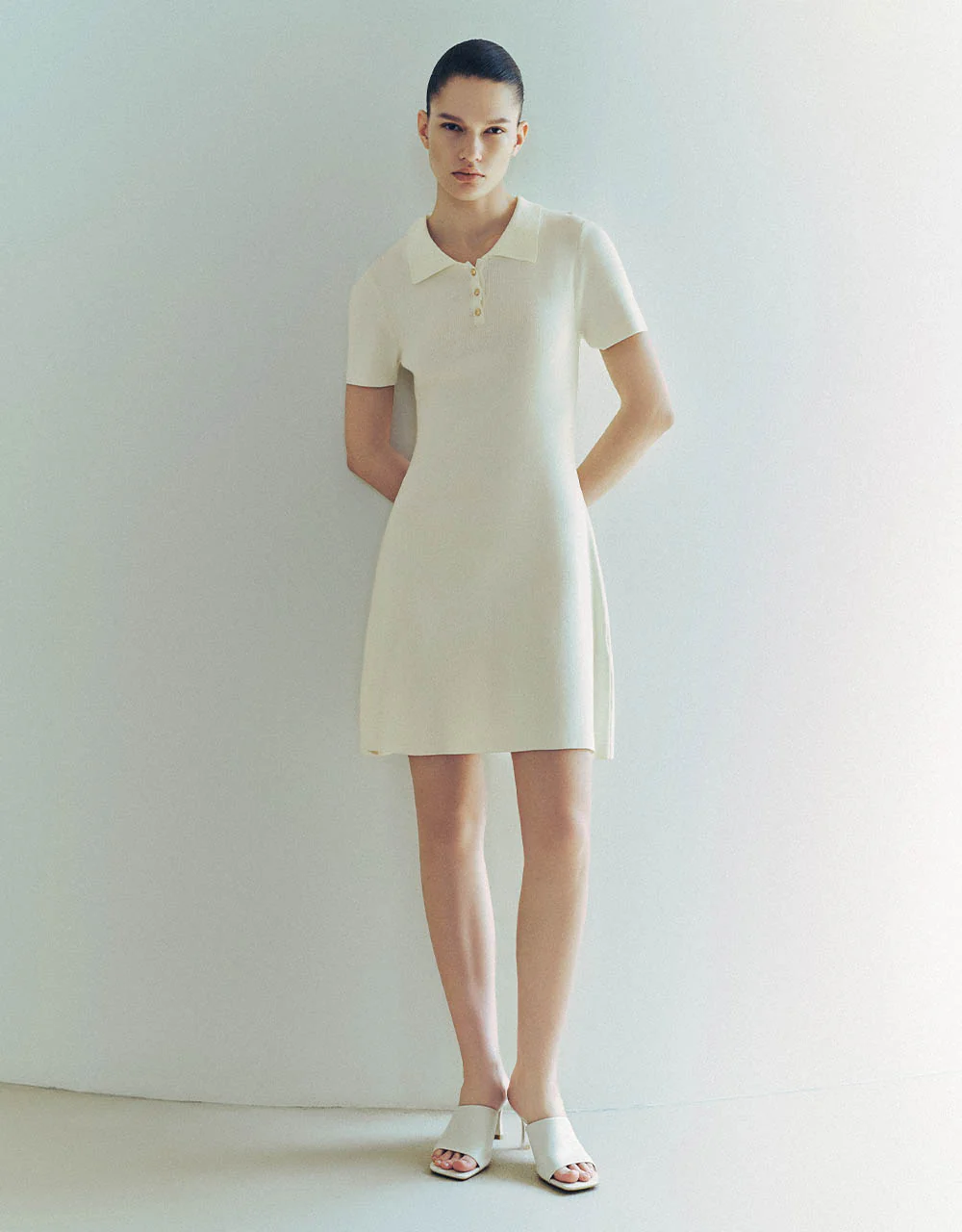 Knitted Skinny Polo Dress - Image 23