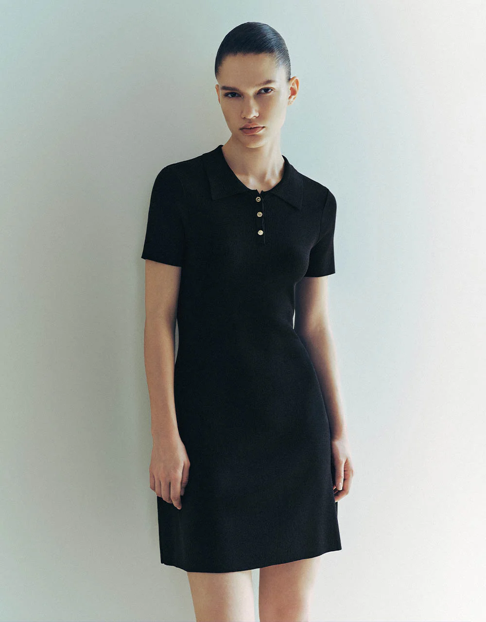 Knitted Skinny Polo Dress - Image 25