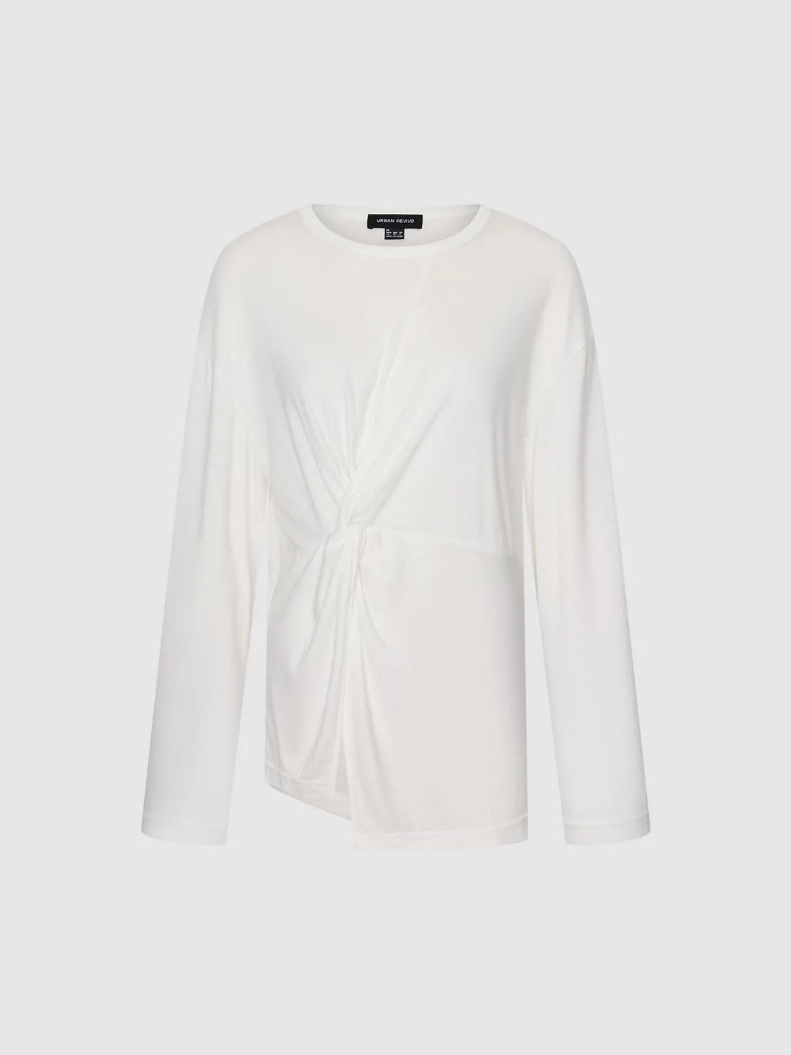 Knot Front Crew Neck Long Sleeve T-Shirts - Image 7
