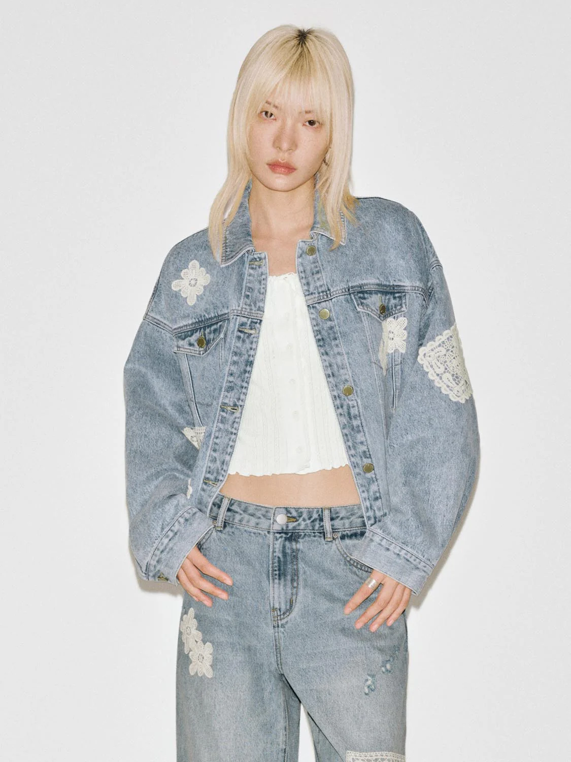 Lace Detail Denim Jackets