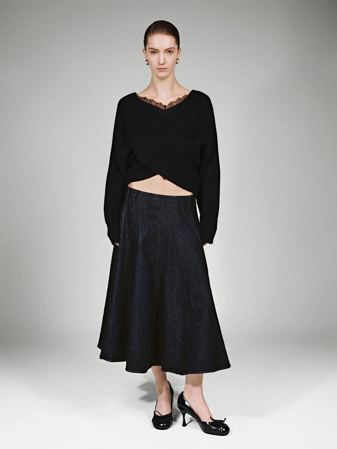 Lace Detail Long Sleeve Knitted T-Shirts - Image 4
