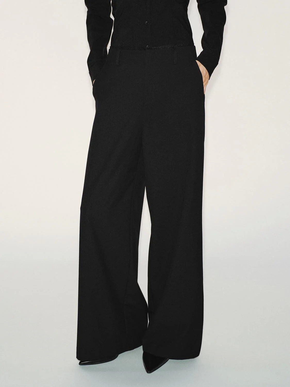 Lace Detail Wide Leg Pants