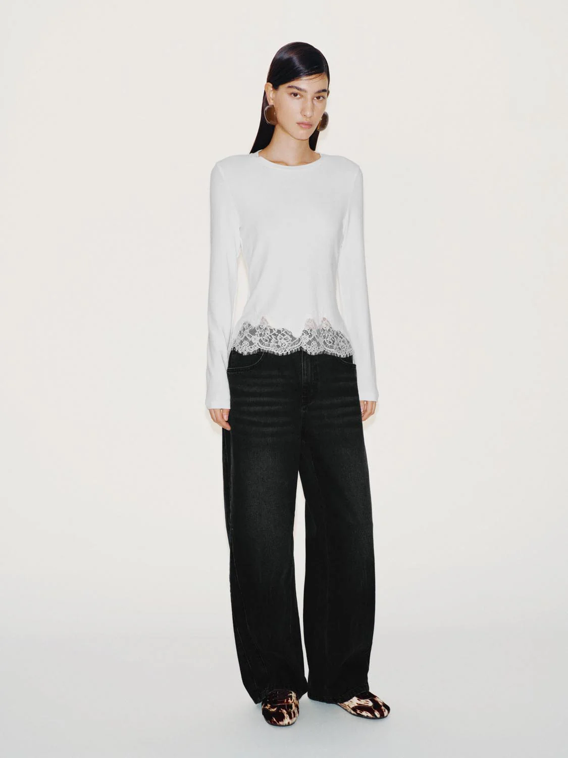 Lace Trim Long Sleeve T-Shirts - Image 4