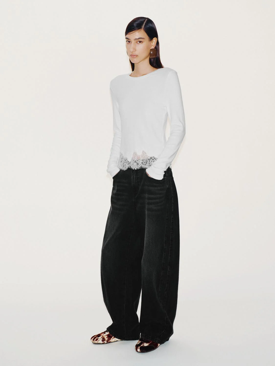 Lace Trim Long Sleeve T-Shirts - Image 5