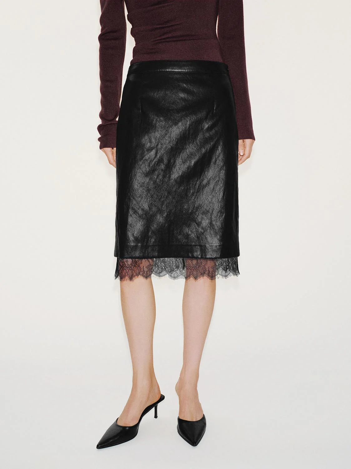 Lace Trim Straight Midi Skirts - Image 9
