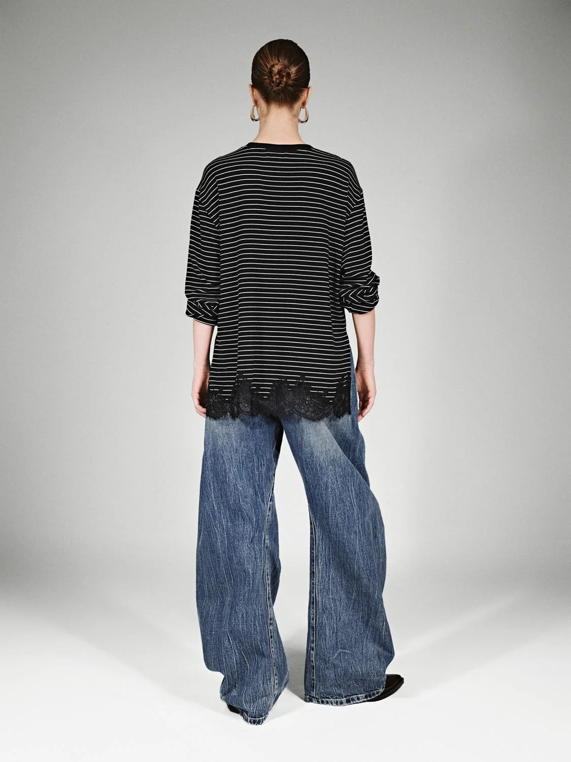 Lace Trim Striped Long Sleeve T-Shirts - Image 6