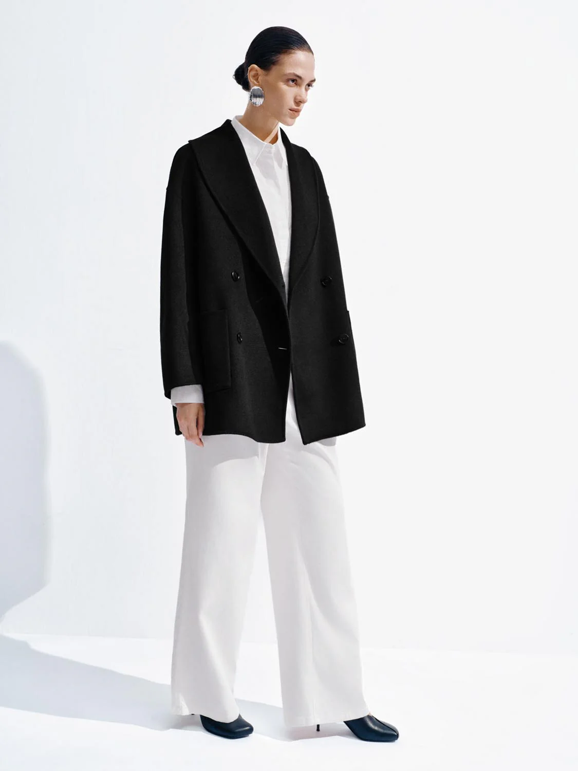 Large Collar Double Breasted Trench Coats - Image 13
