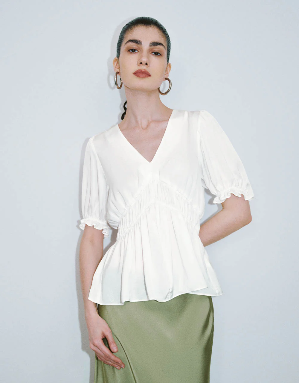 Loose V-Neck Blouse - Image 25