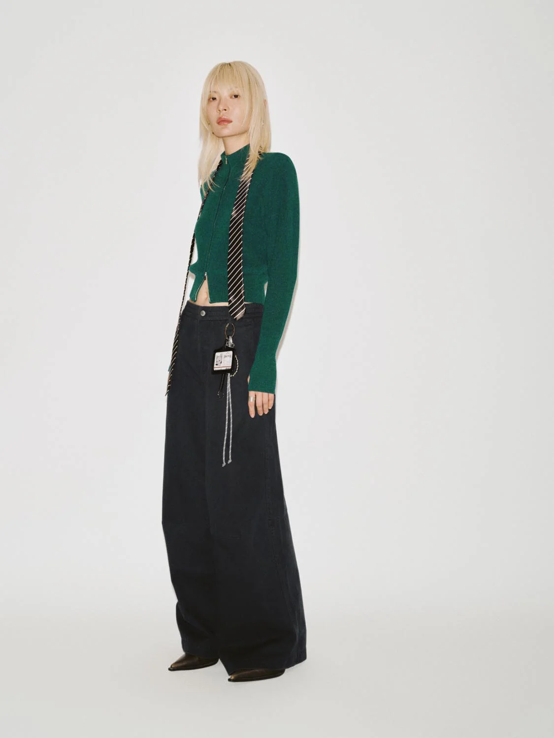 Mock Neck Zip Detail Knitted Cardigan - Image 5