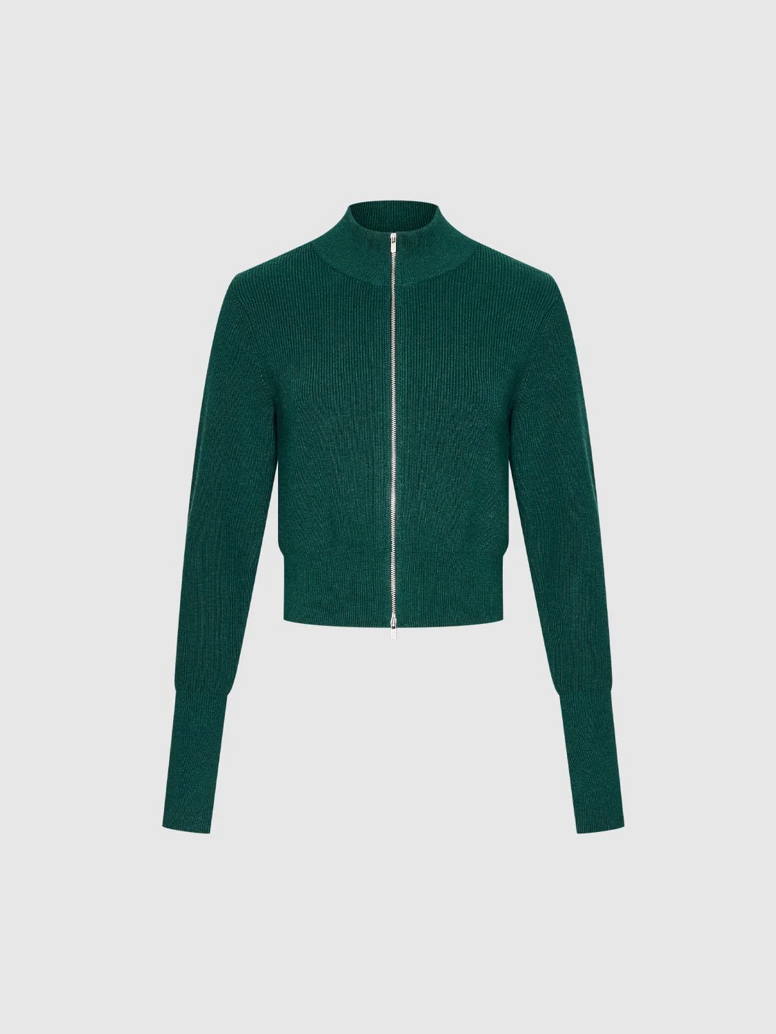 Mock Neck Zip Detail Knitted Cardigan - Image 7