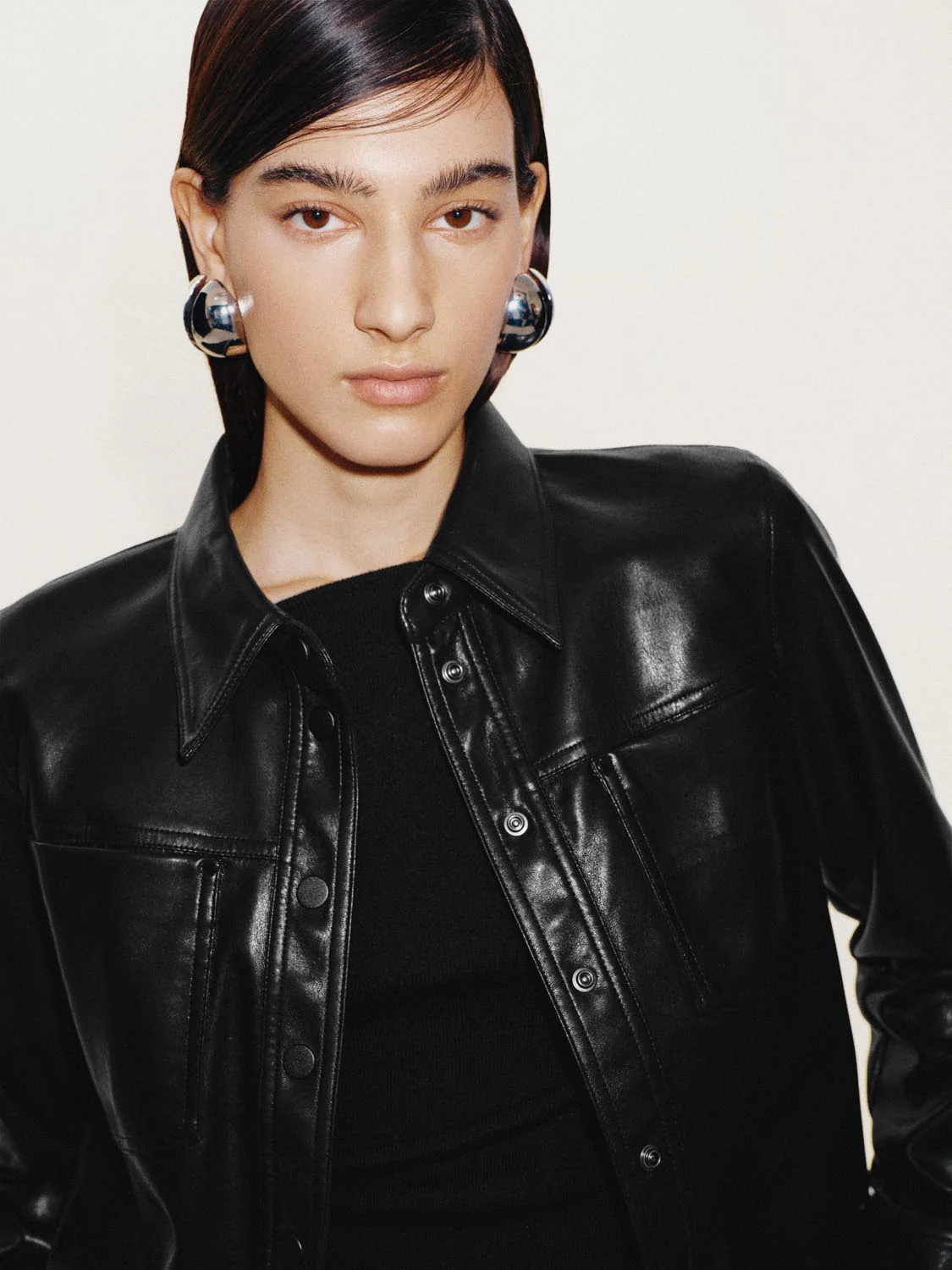 Nipped Waist Faux Leather Shirts - Image 3