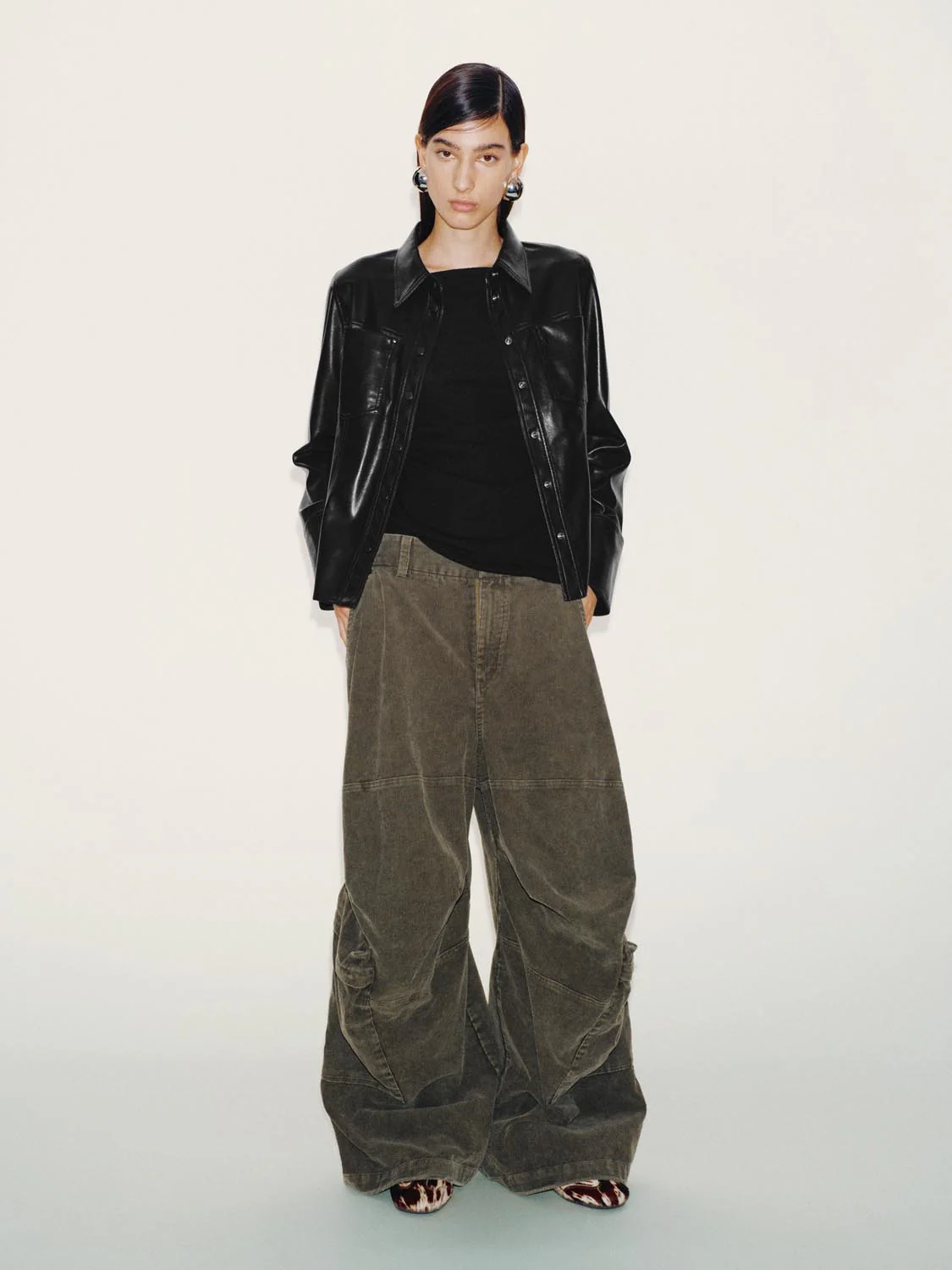 Nipped Waist Faux Leather Shirts - Image 4