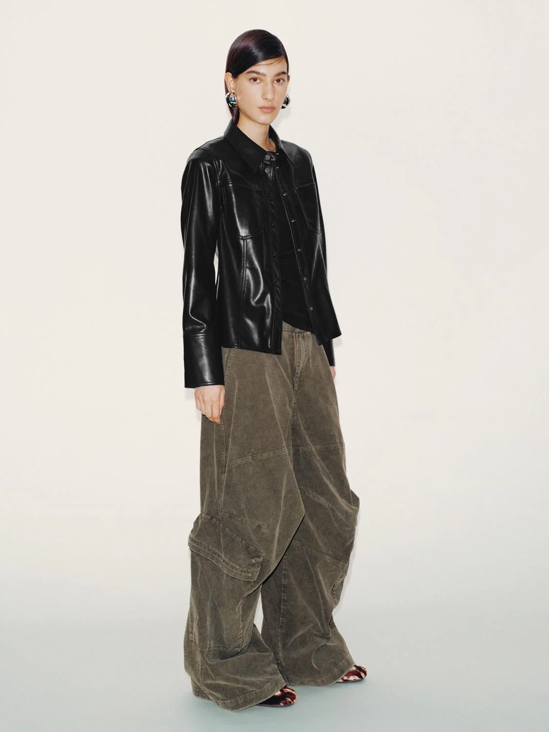 Nipped Waist Faux Leather Shirts - Image 5