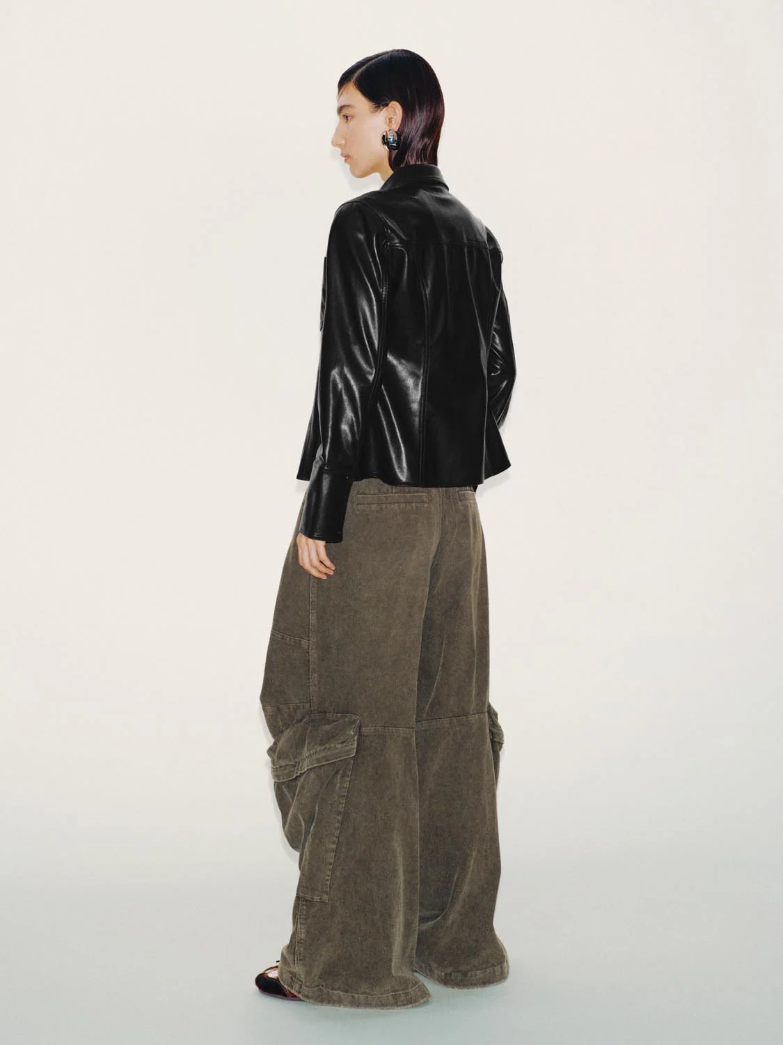 Nipped Waist Faux Leather Shirts - Image 6