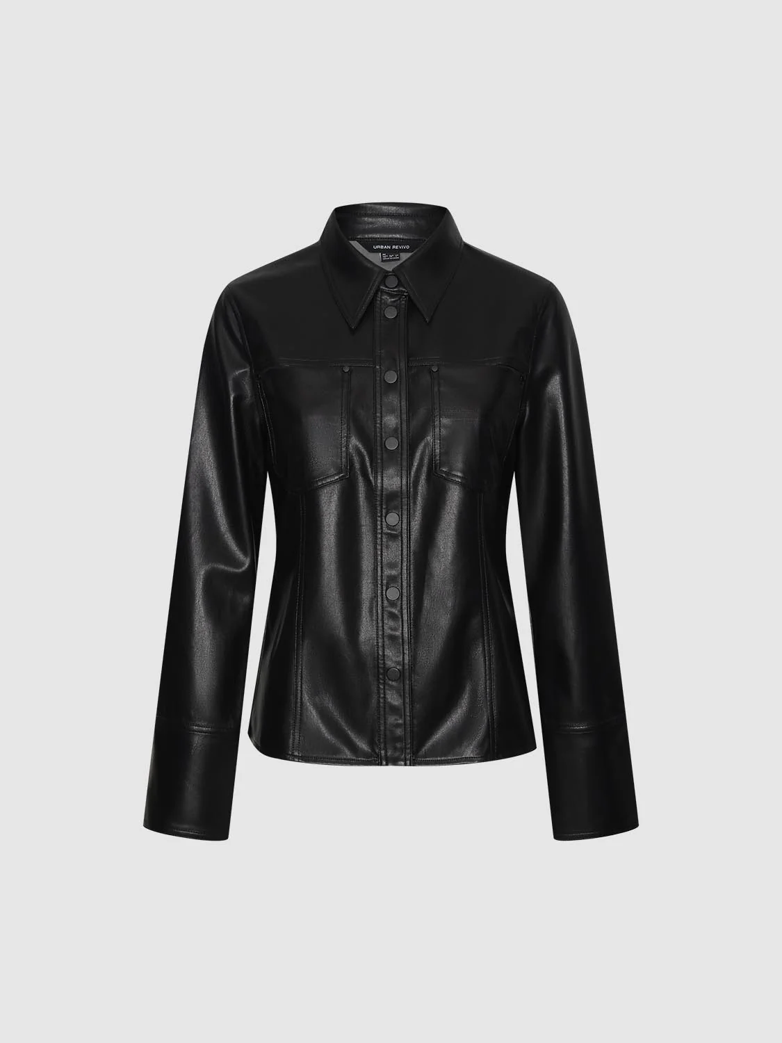 Nipped Waist Faux Leather Shirts - Image 7