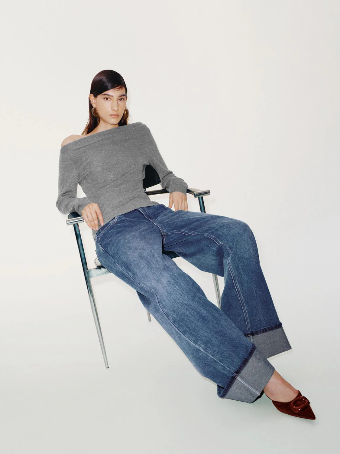 Off Shoulder Ruched Long Sleeve Knitted T-Shirts - Image 14