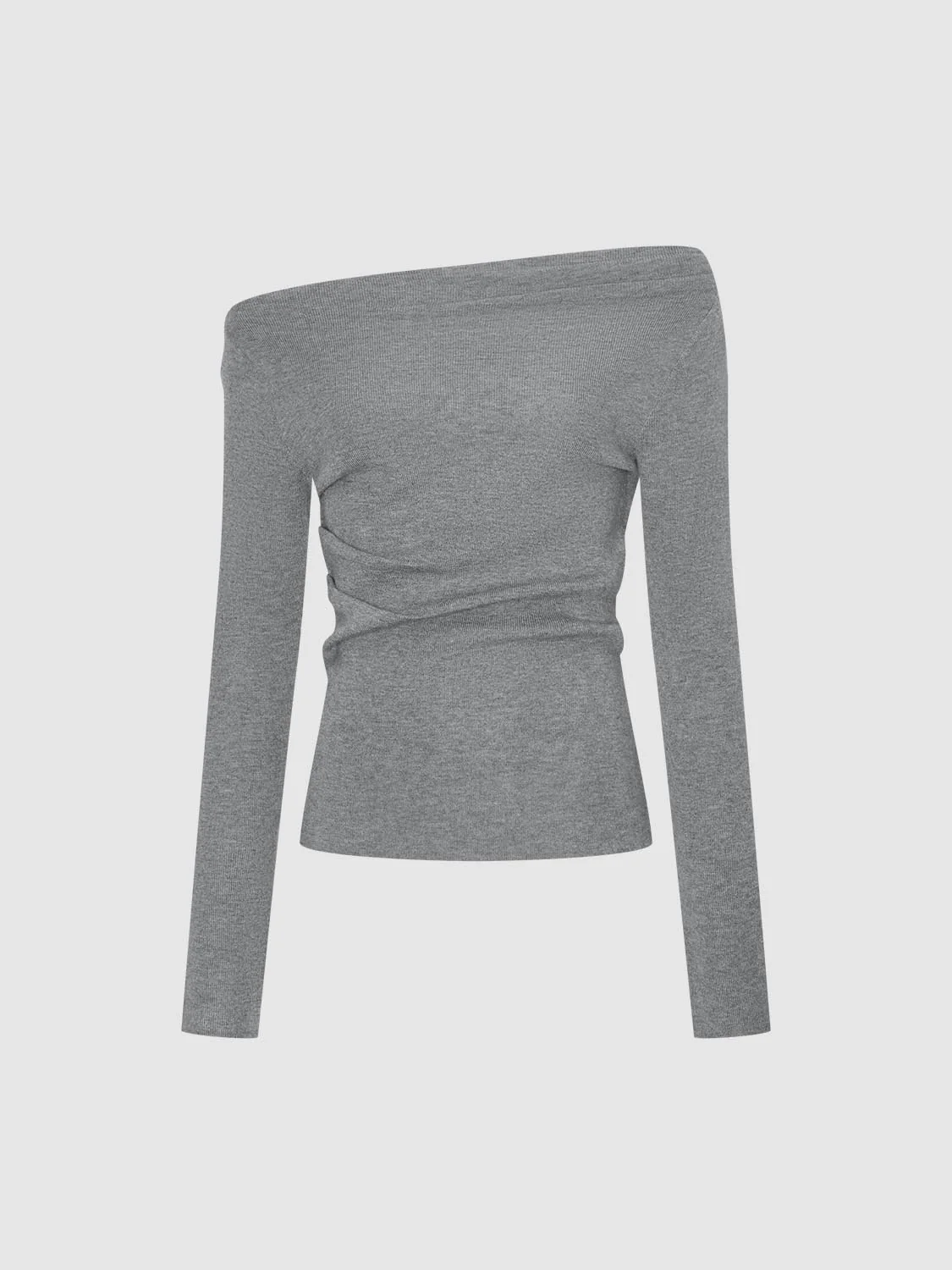 Off Shoulder Ruched Long Sleeve Knitted T-Shirts - Image 15