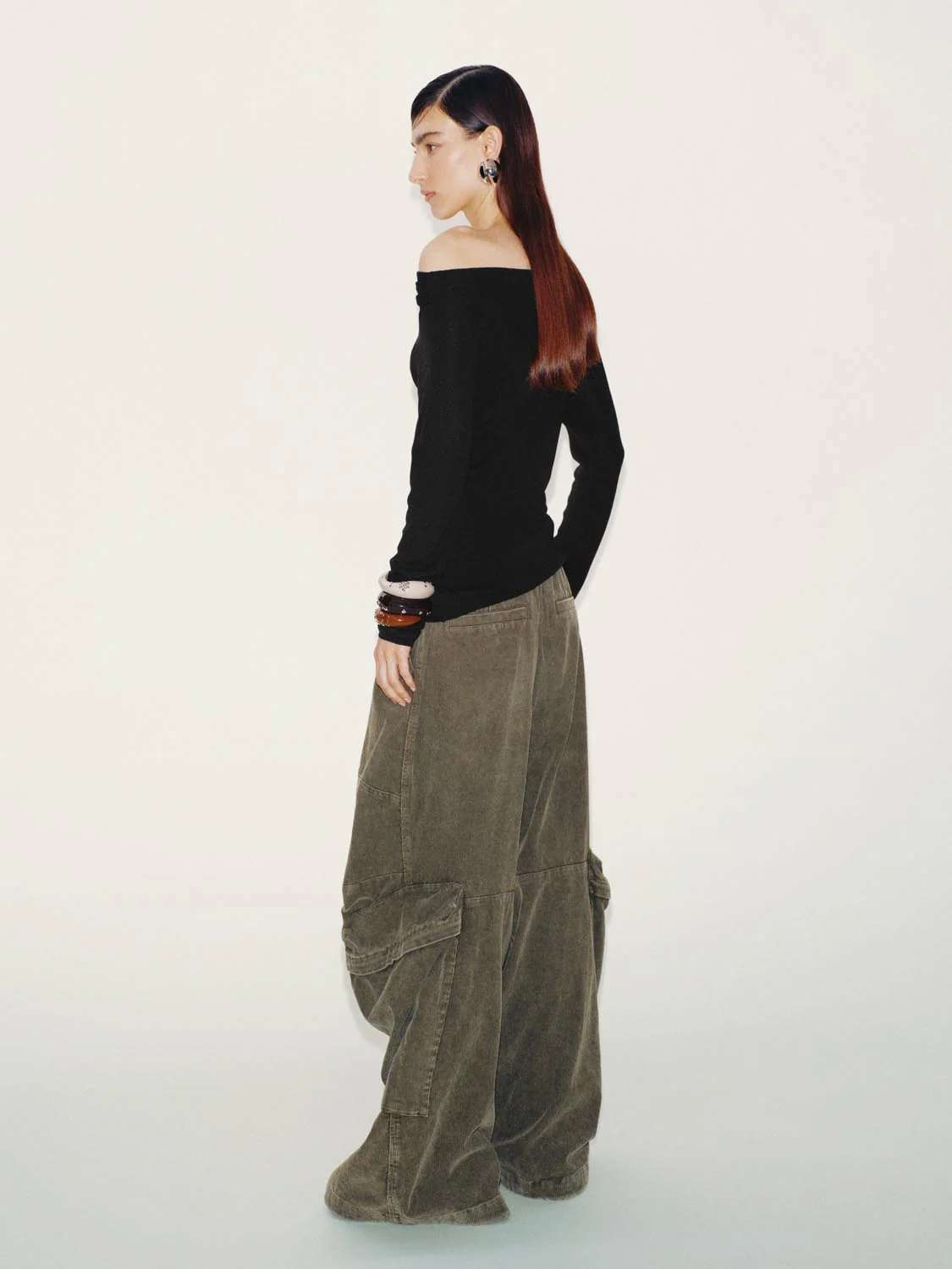 Off Shoulder Ruched Long Sleeve Knitted T-Shirts - Image 22