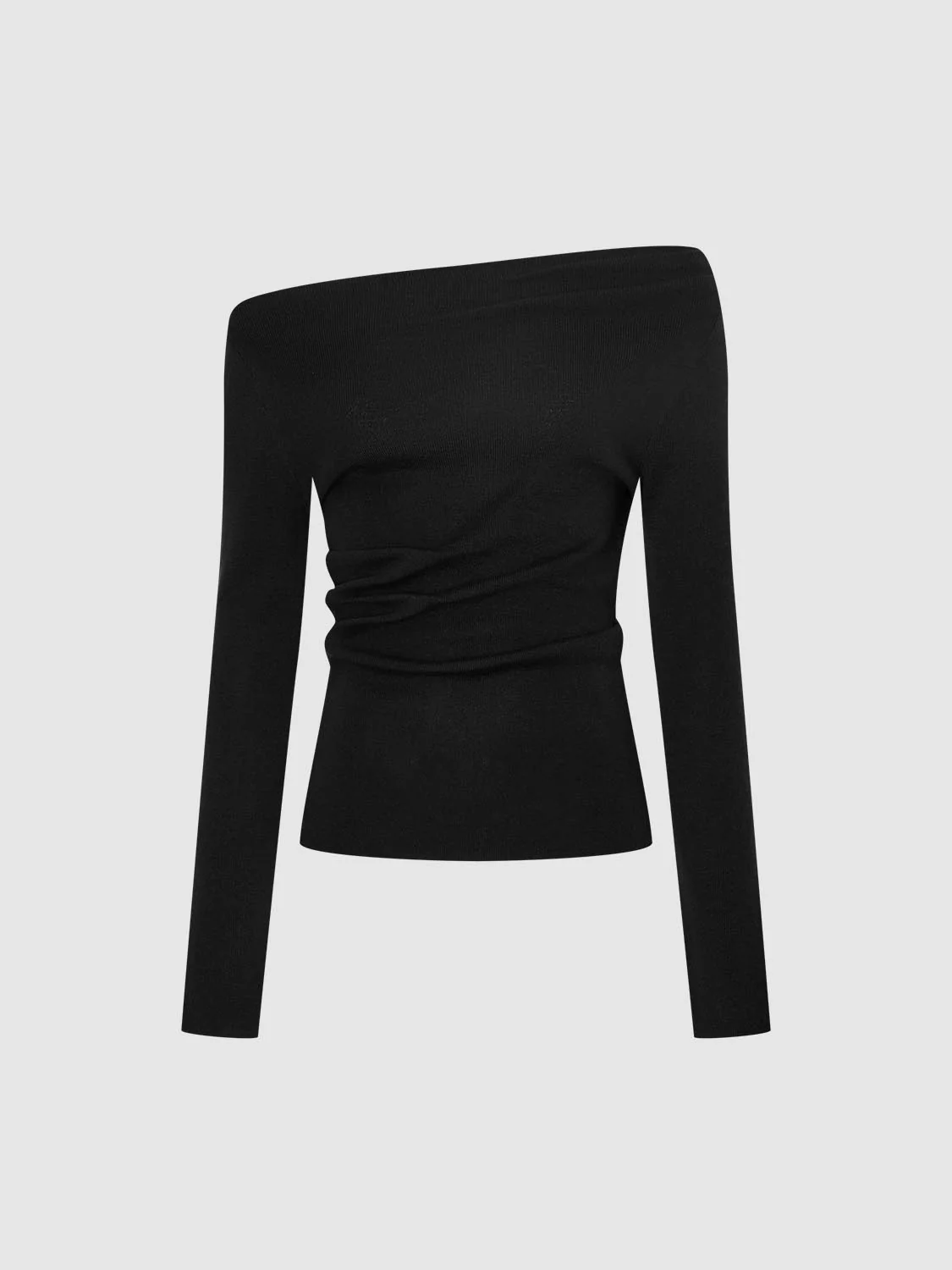 Off Shoulder Ruched Long Sleeve Knitted T-Shirts - Image 23