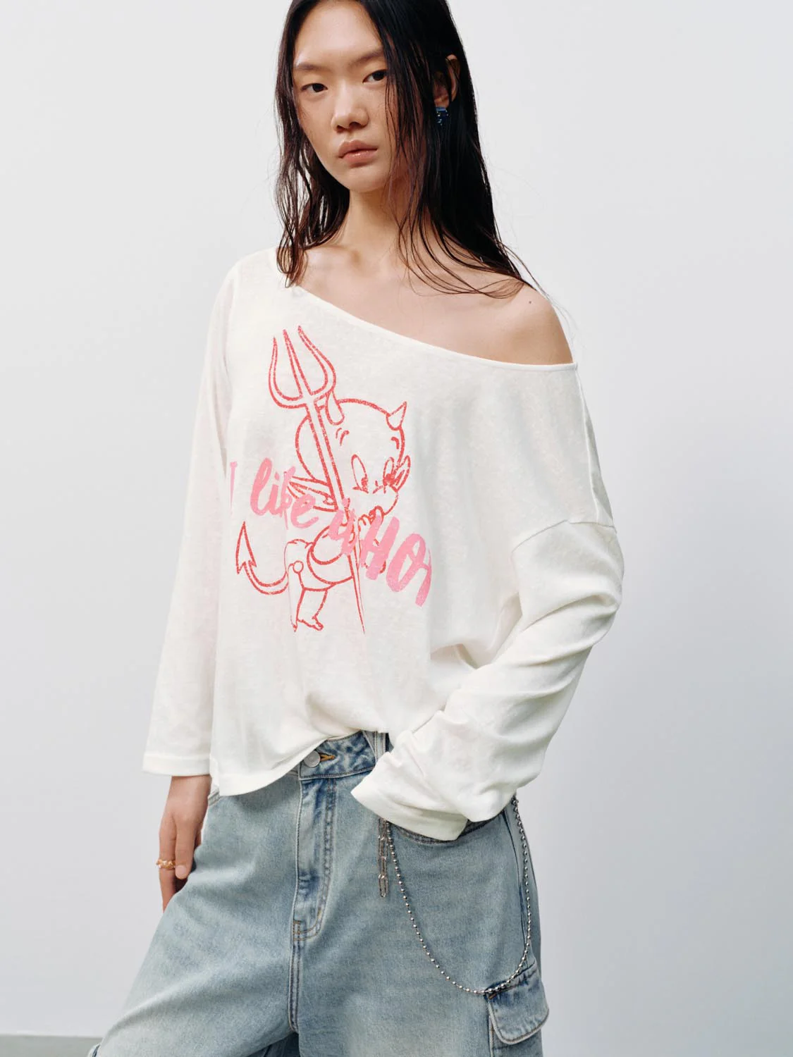 One Shoulder Long Sleeve T-Shirts - Image 2