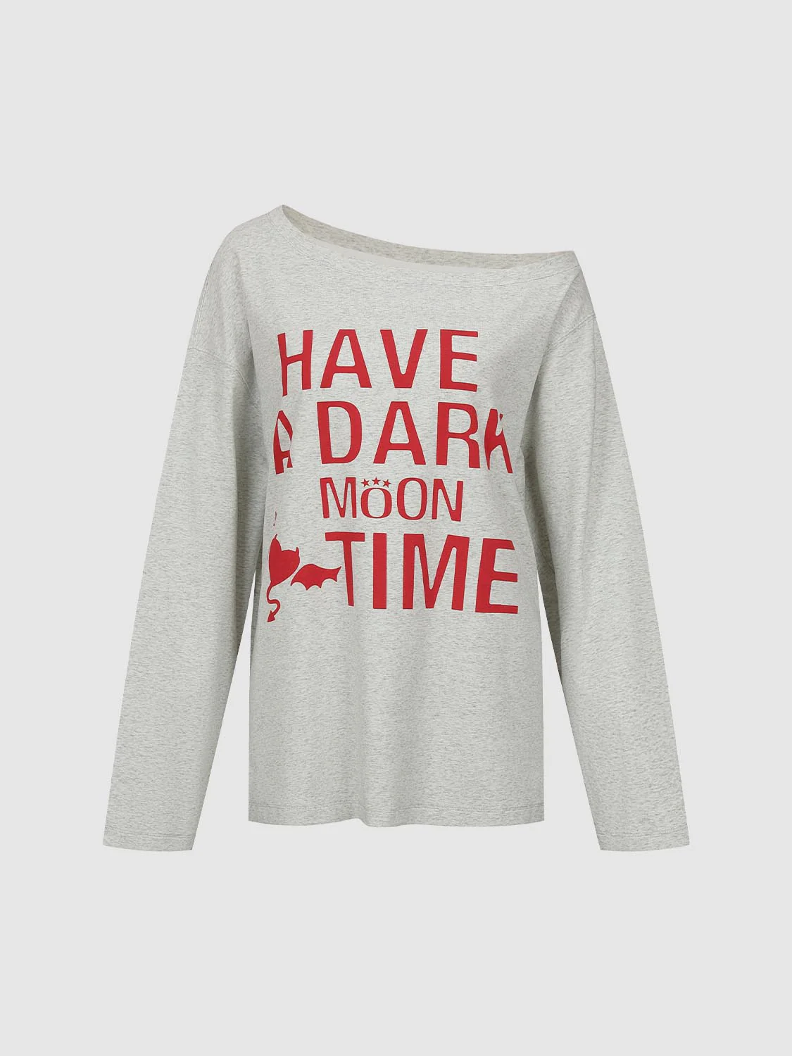 One Shoulder Printed Long Sleeve T-Shirts