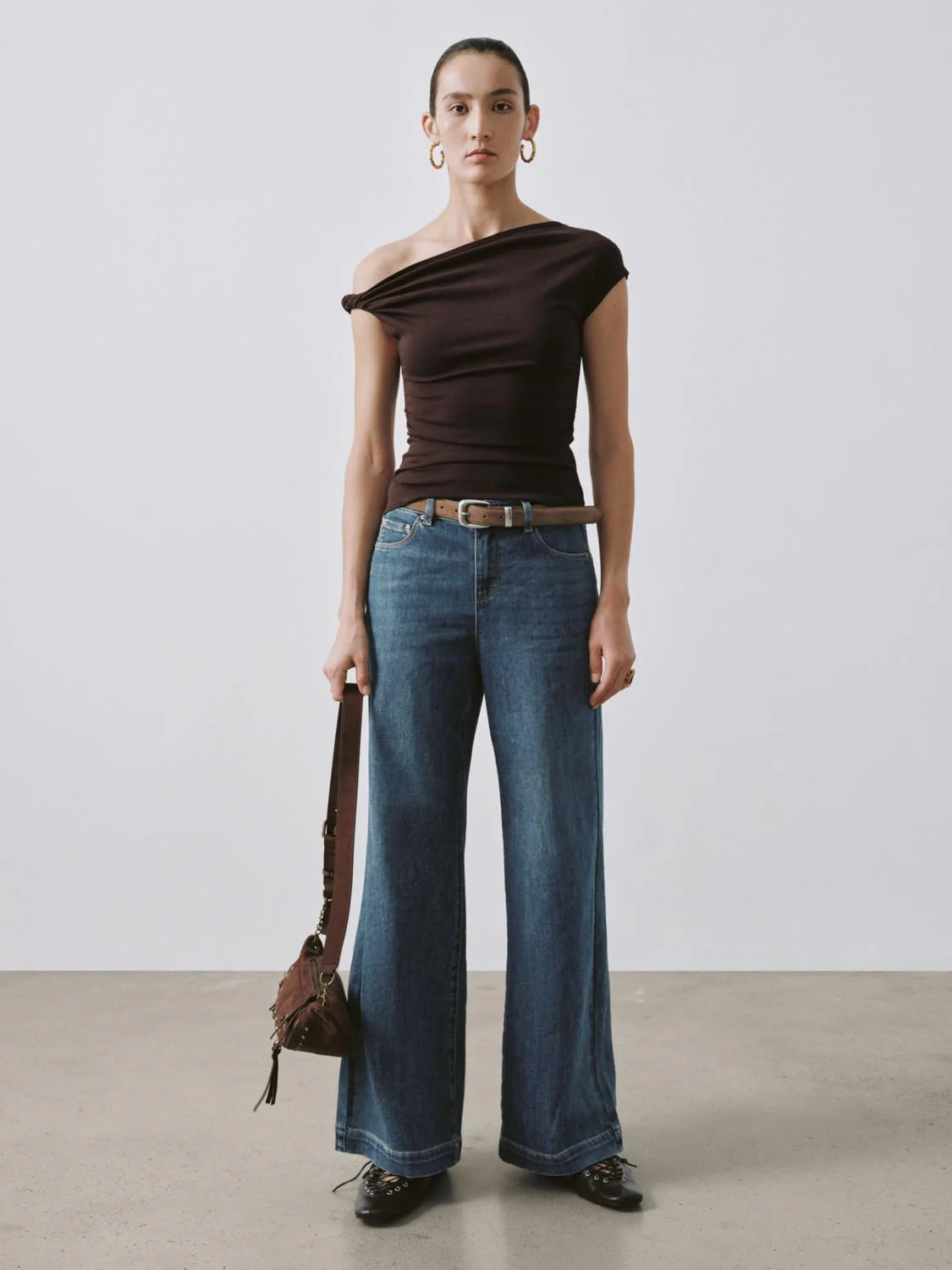 One Shoulder Ruched Capped Sleeve T-Shirts - Image 4
